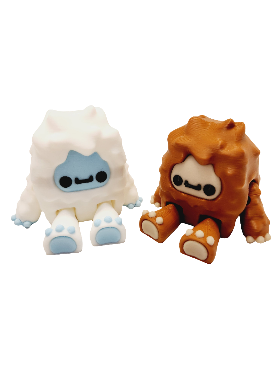 Yeti and Bigfoot 3D Printed Fun Fidget Toys for Stress Relief