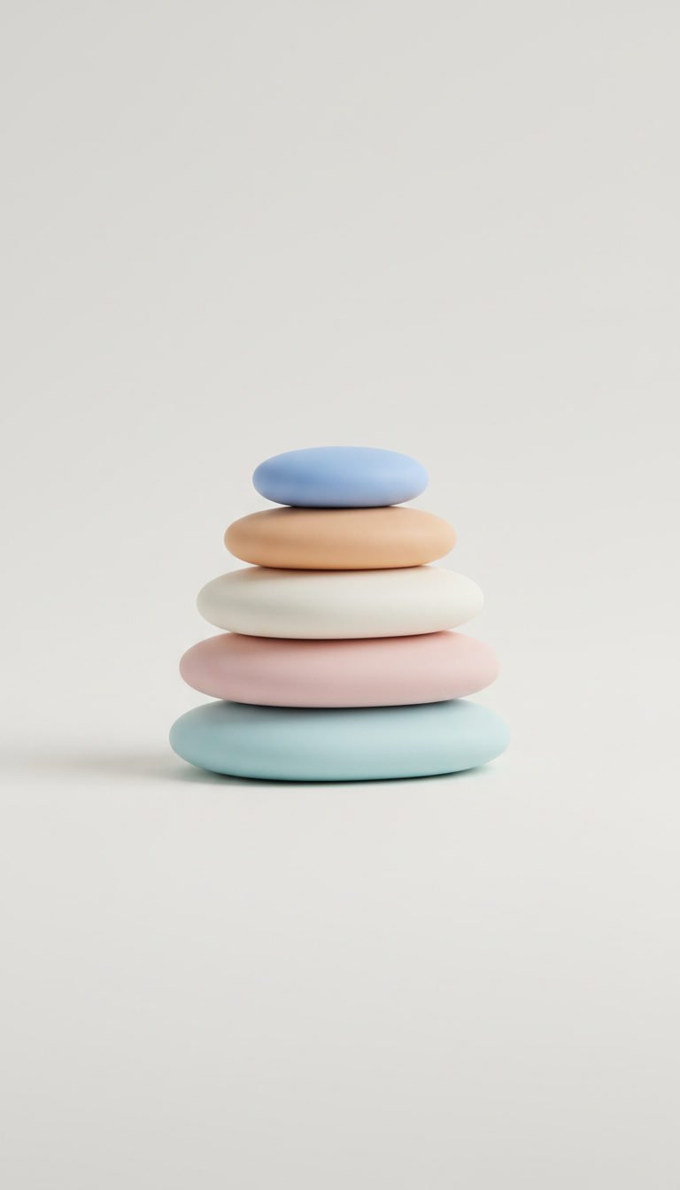 Stackable pebble set with playful shapes